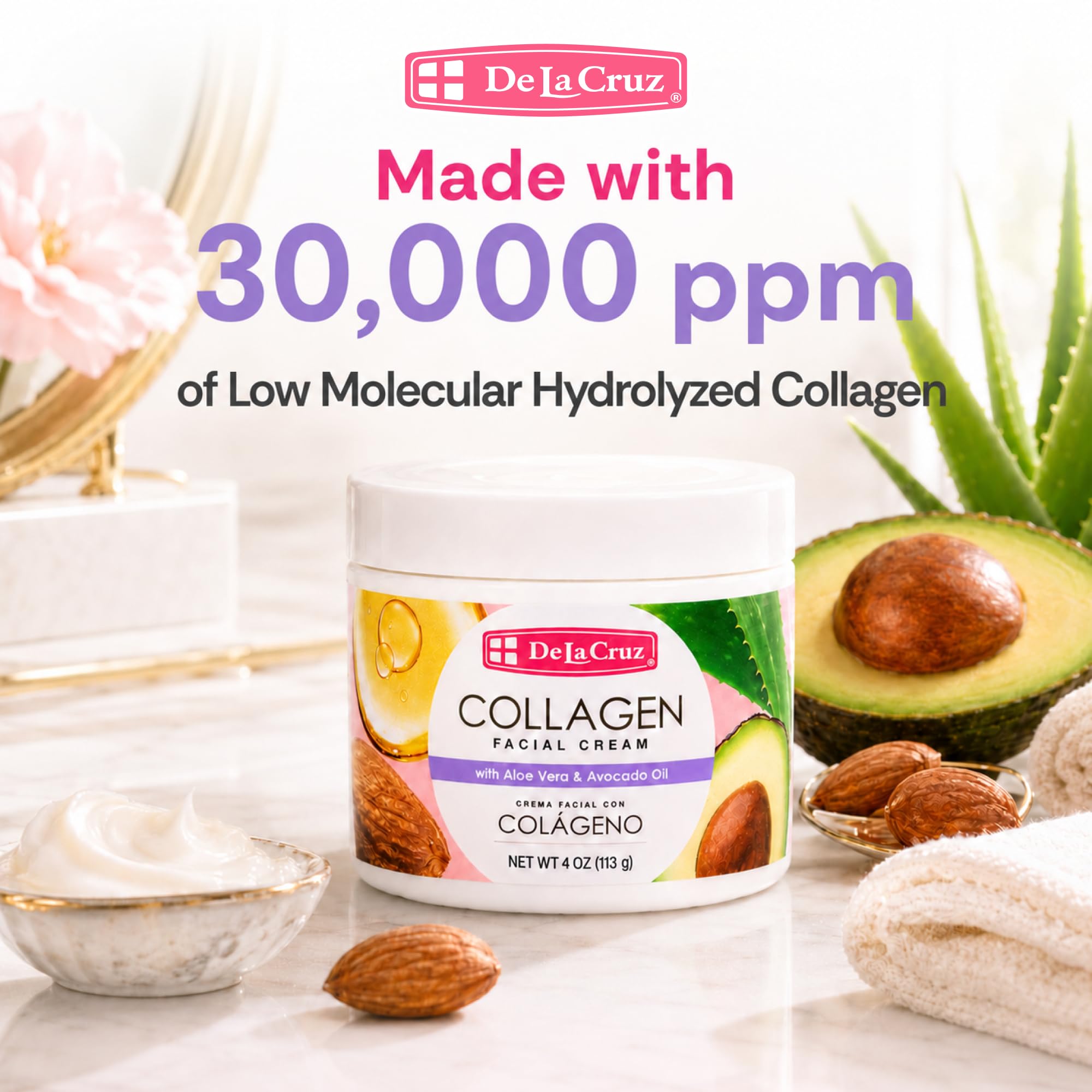 Amazon.com: De La Cruz Collagen Moisturizing Cream with Aloe Vera